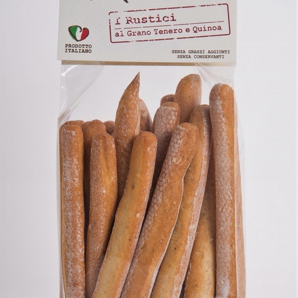 "I Rustici, common wheat and quinoa breadsticks